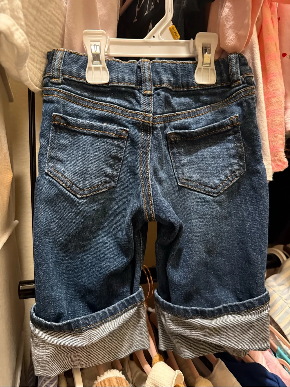 OshKosh B'gosh Infant Girls Dark Blue Rolled Cuff Cropped Jeans